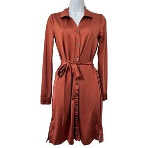 Cabana Life Copper Belted Button Shirt Dress Size XS Coverup UPF 50‎ Resortwear